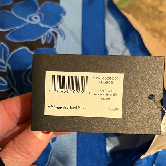 NWT Kate Spade Vibrant Blue Rose Scarf 28”+28” - Picture 4 of 6